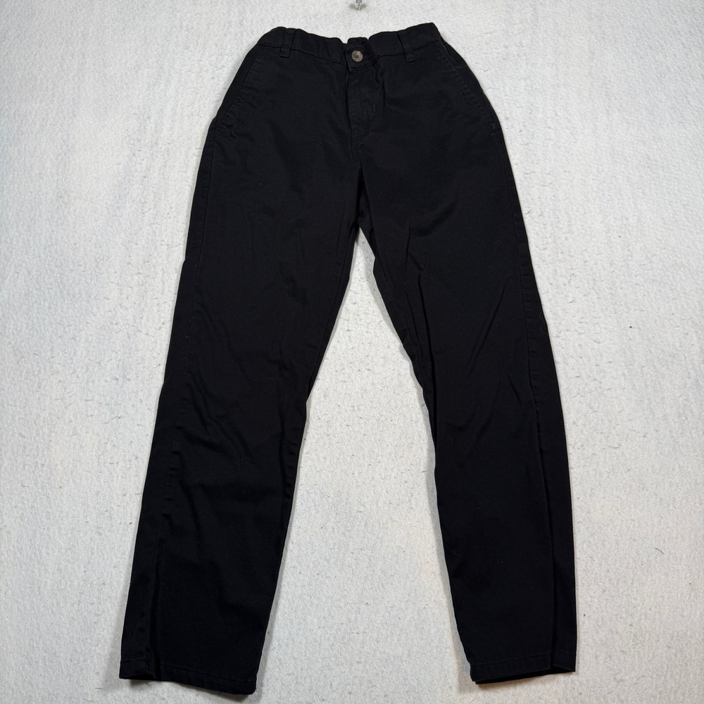 IZOD Boys Husky Size 14 Black Chino Pants School Uniform Flat Front IUFDC218